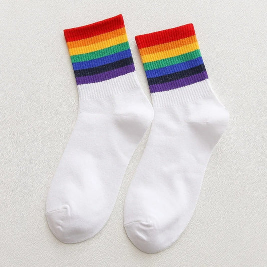 Chaussettes Basses Arc-en-Ciel Blanc