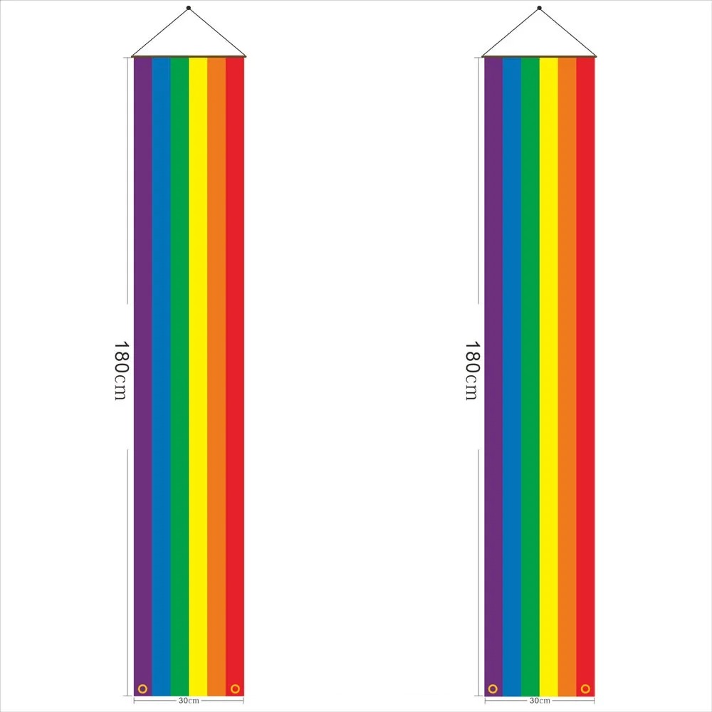 Paire de bannieres de porte arc-en-ciel, 180 x 30 cm