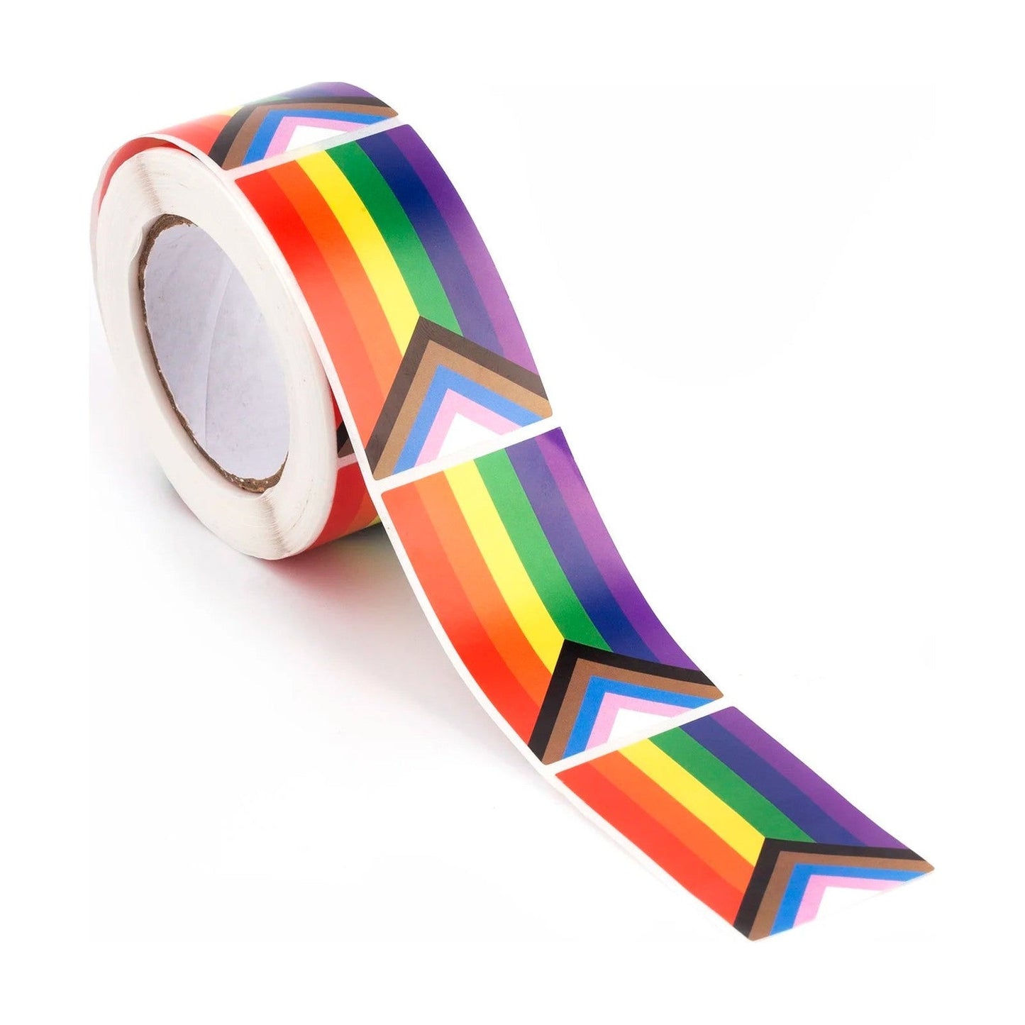 Rouleau de 250 stickers drapeau Progress Pride, rectangles de 3 x 5 cm
