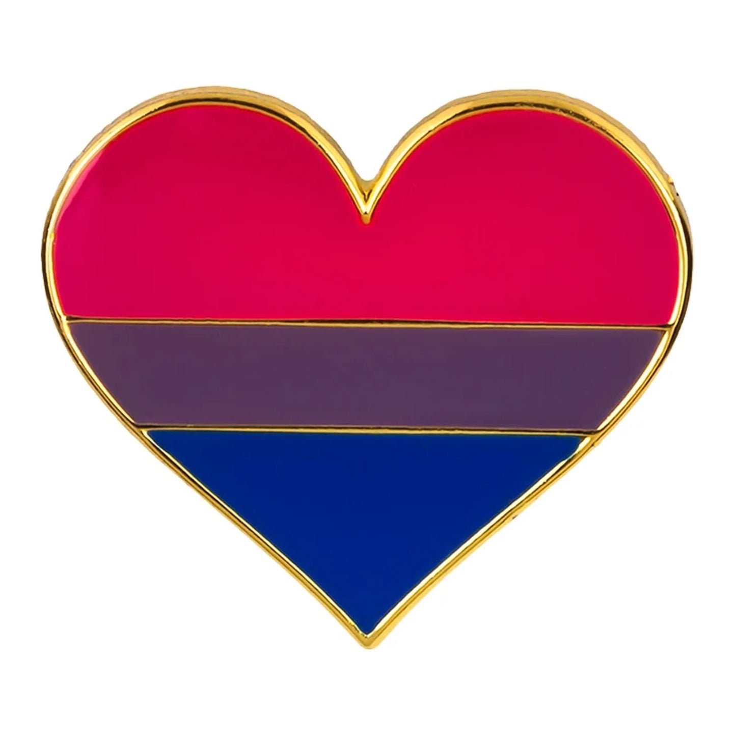 Pins cœur émaillé du drapeau bisexuel : magenta, lavande et bleu