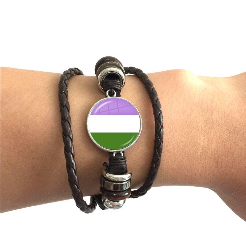 Bracelet en Cuir — Drapeau Queer