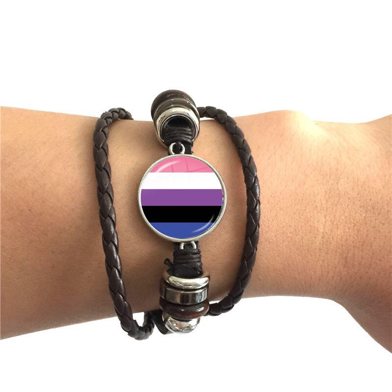 Bracelet en Cuir Drapeau Genderfluid