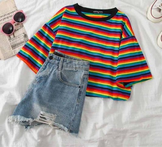 T-shirt Rayé Multicolore