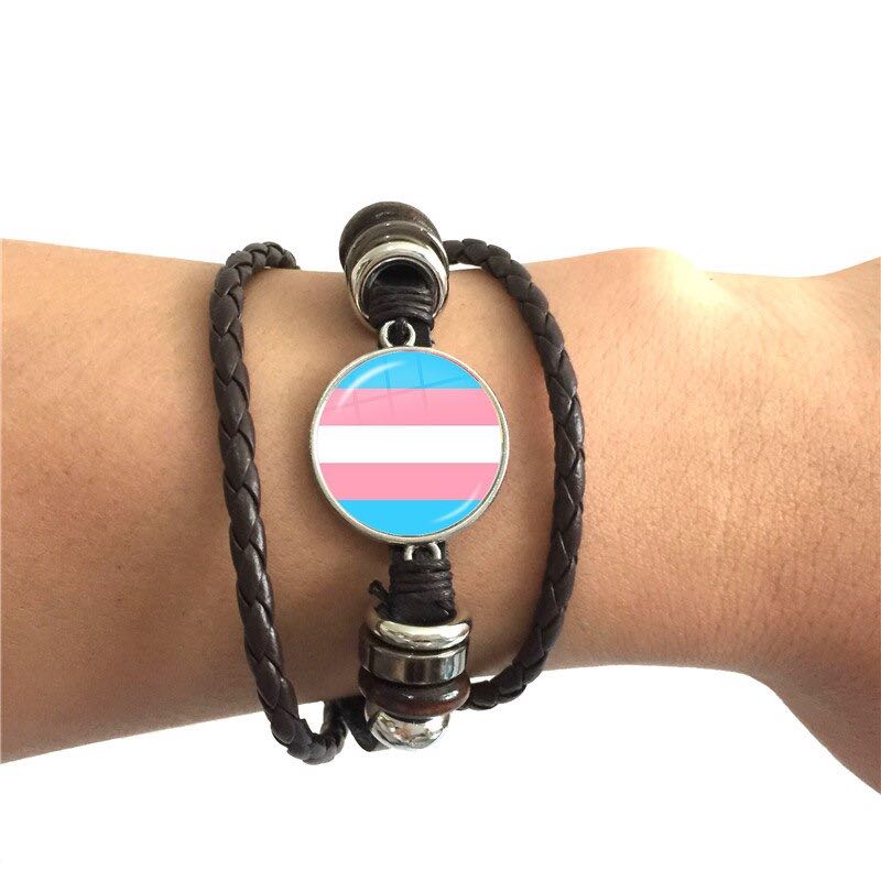 Bracelet en Cuir — Drapeau Transgenre