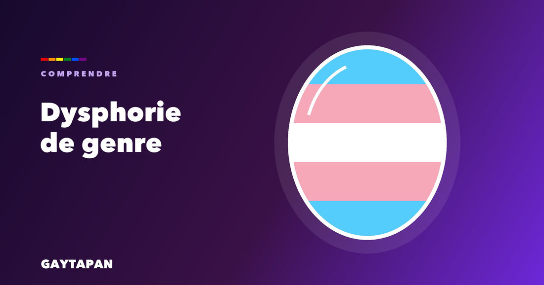 Comprendre la dysphorie de genre — bannière GAYTAPAN aux couleurs du drapeau transgenre