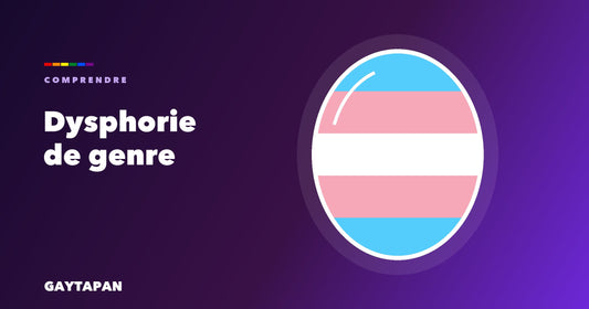 Comprendre la dysphorie de genre — bannière GAYTAPAN aux couleurs du drapeau transgenre