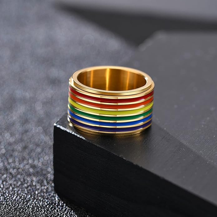 Bague LGBT Arc-en-Ciel Dorée