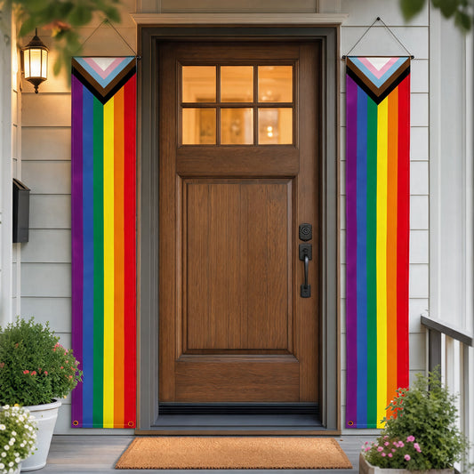 Bannière de porte LGBT Progress Pride, paire de 180 cm avec chevron