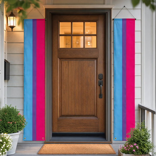 Bannière de porte LGBT bisexuelle, paire de 180 cm en magenta, lavande et bleu