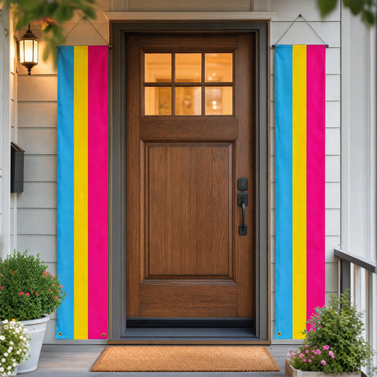 Bannière de porte LGBT pansexuelle, paire de 180 cm en rose, jaune et bleu