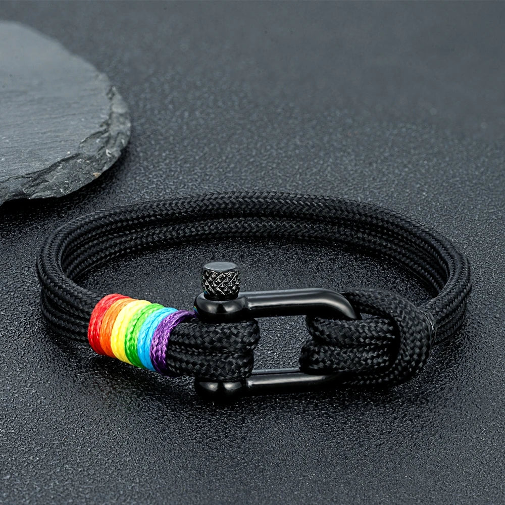 Bracelet LGBT Corde Noir