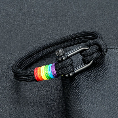 Bracelet LGBT Corde Noir Nylon