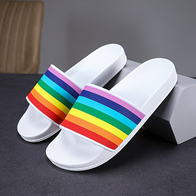 Claquettes LGBT Blanc Arc-en-ciel