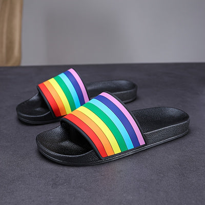 Claquettes LGBT Noir Arc-en-ciel