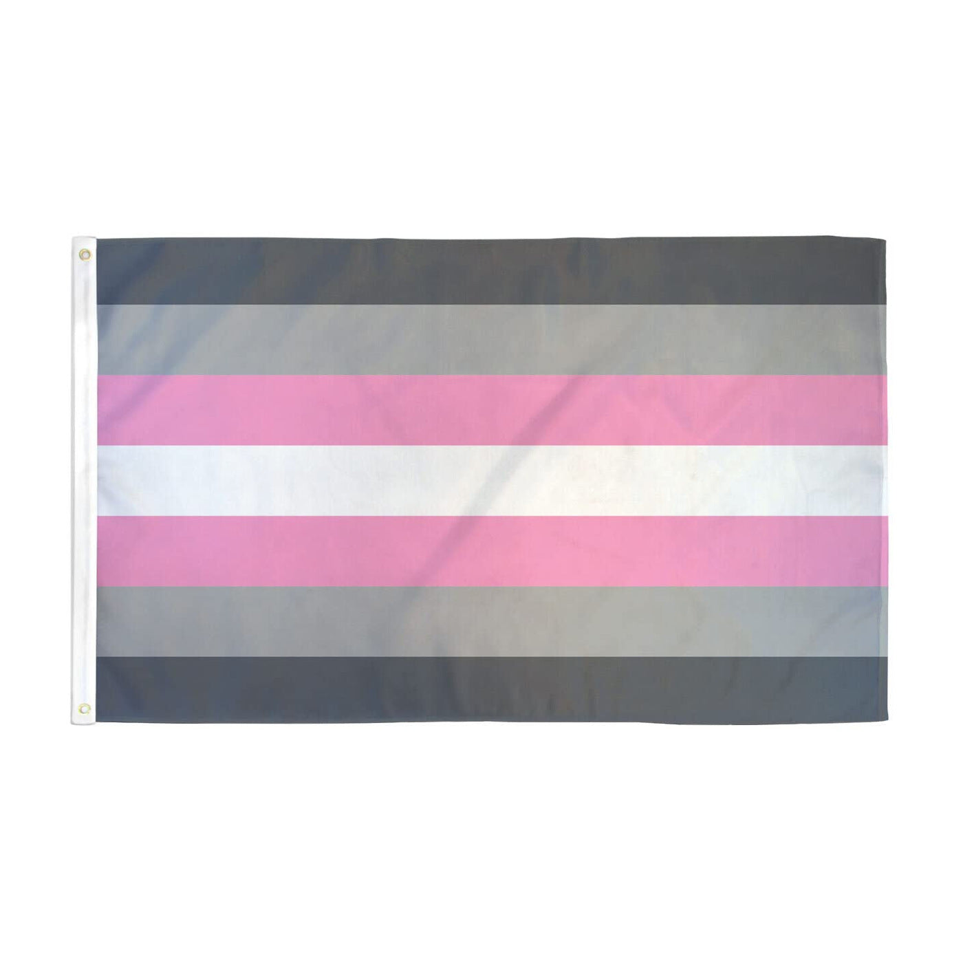 Drapeau demigirl à sept bandes : gris foncé, gris clair, rose et blanc au centre