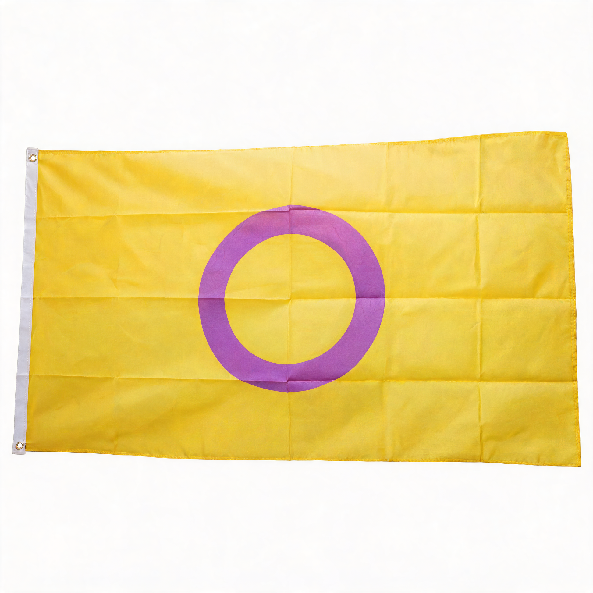 Drapeau Intersexe jaune avec un rond violet