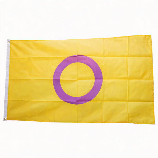 Drapeau Intersexe jaune avec un rond violet