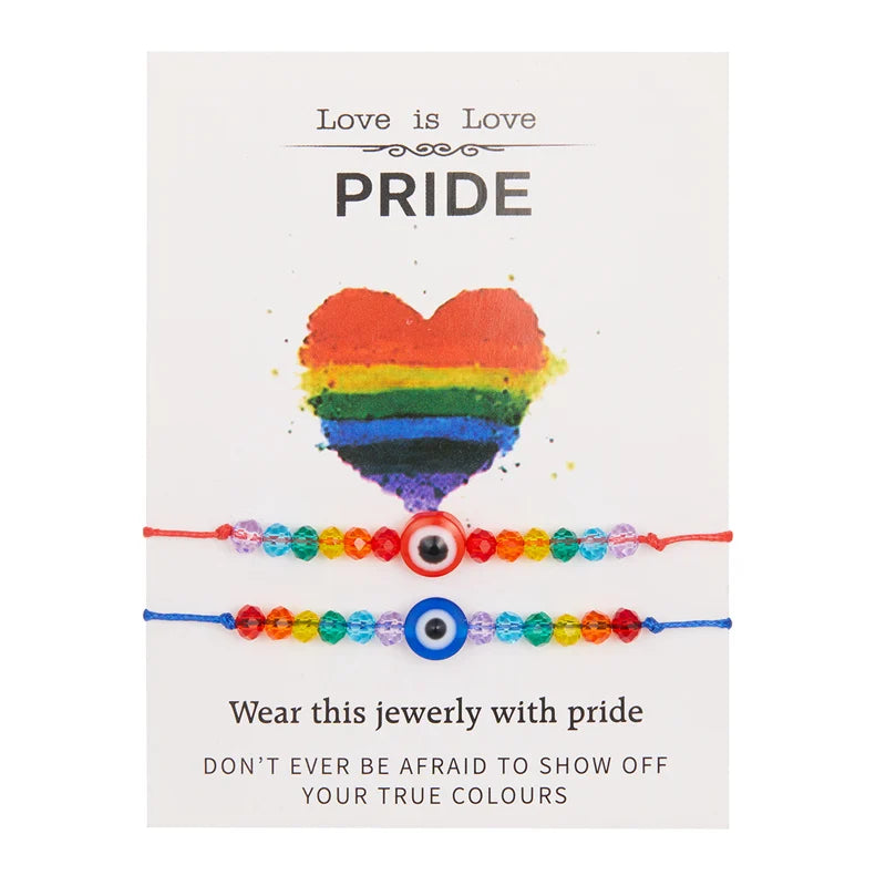 Bracelet Couple LGBT — Arc-en-ciel et œil bleu