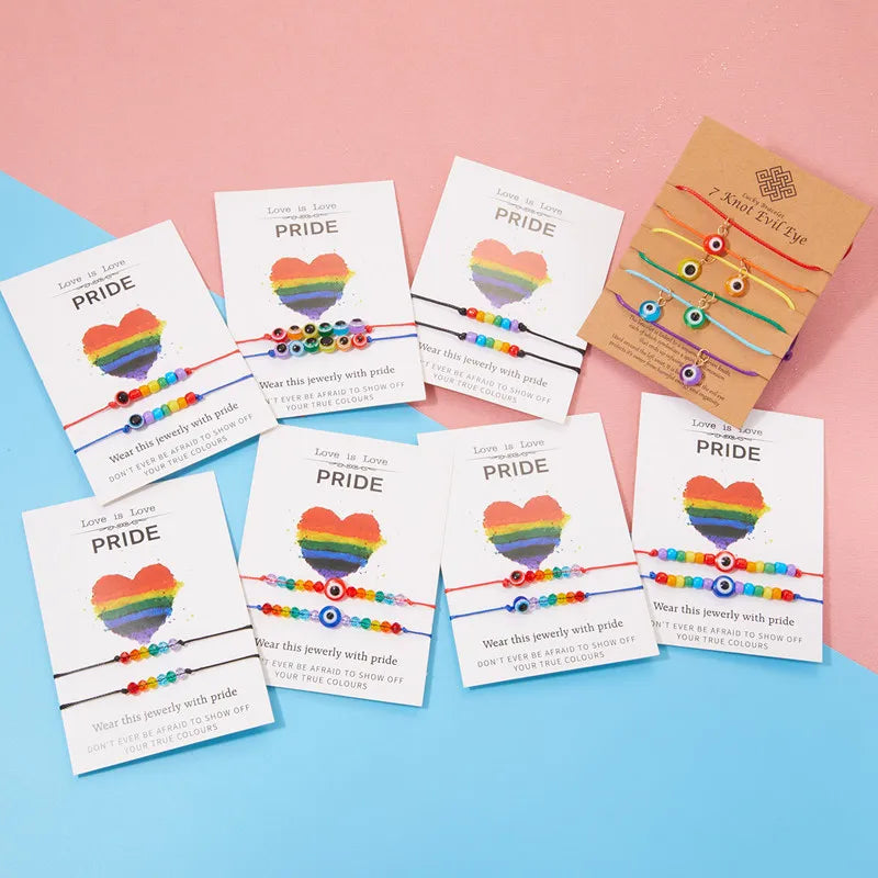 Bracelet Couple LGBT — Arc-en-ciel et œil bleu