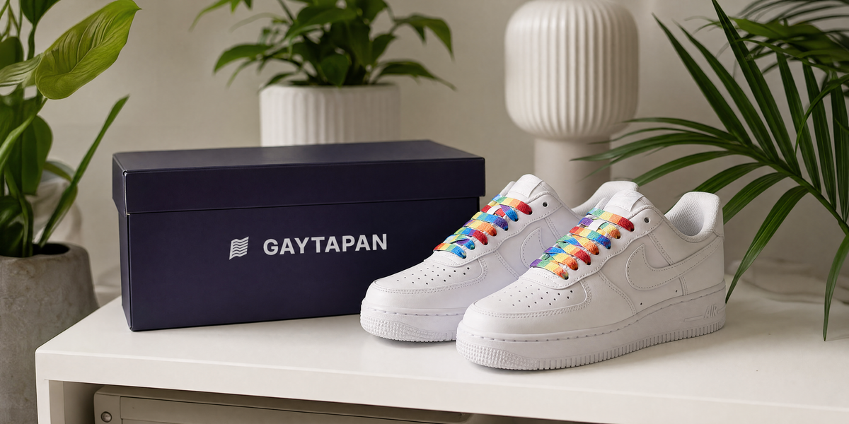 Lacets LGBT arc-en-ciel ronds sur sneakers