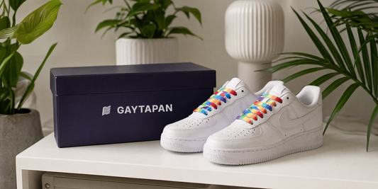 Lacets LGBT arc-en-ciel ronds sur sneakers