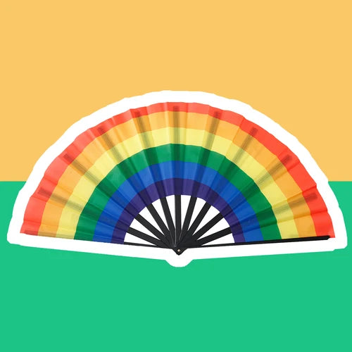 Éventail pliant aux six couleurs du drapeau arc-en-ciel LGBT, déplié