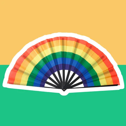 Éventail pliant aux six couleurs du drapeau arc-en-ciel LGBT, déplié