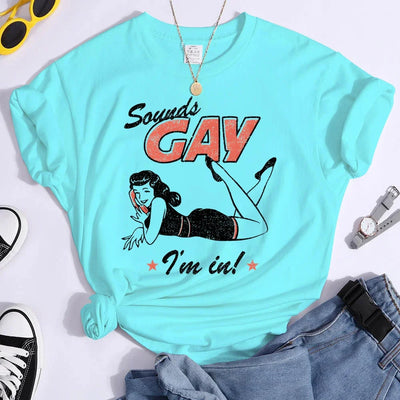 T-shirt Turquoise Sounds Gay Pin-Up