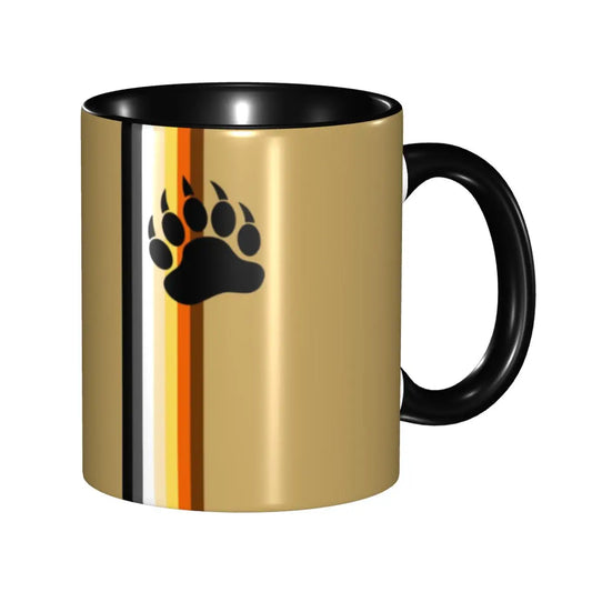 Mug LGBT doré au drapeau Bear et patte d'ours
