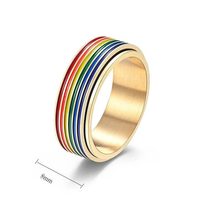 Bague LGBT Arc-en-Ciel Or