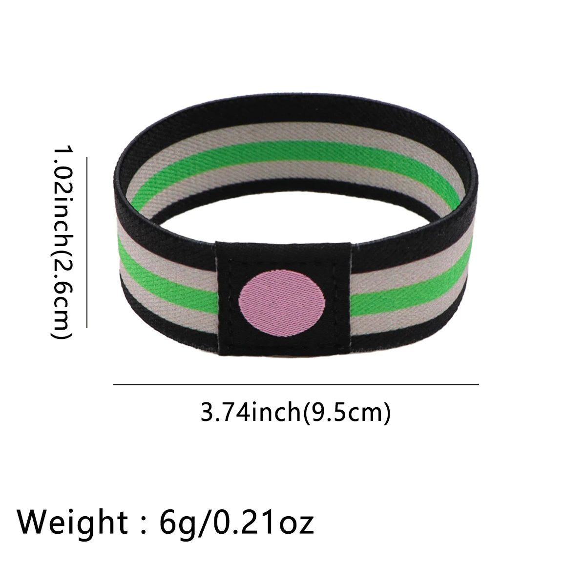 Dimensions du bracelet élastique asexuel : 9,5 sur 2,6 cm, 6 grammes