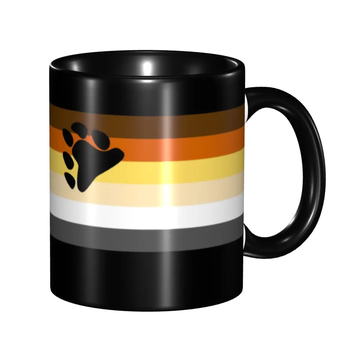 Mug LGBT noir au drapeau Bear et patte d'ours