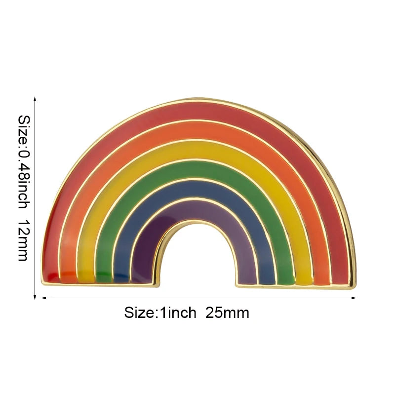 Pins émaillé en arc aux six couleurs de l'arc-en-ciel, format plat de 25 sur 12 millimètres