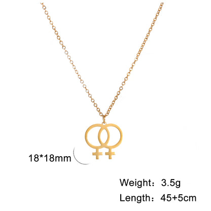 Le pendentif double Vénus doré et ses dimensions, 18 sur 18 mm