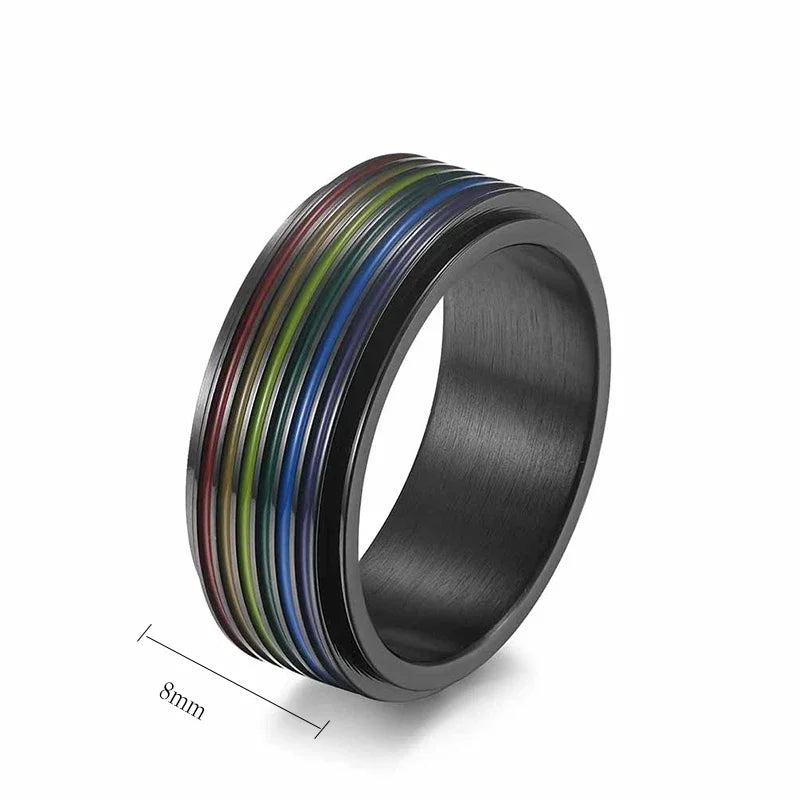 Bague LGBT Arc-en-Ciel Noir