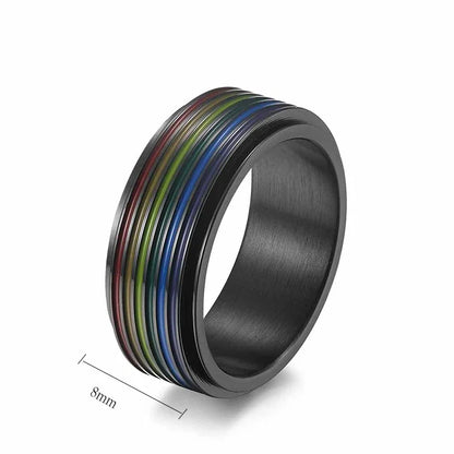 Bague LGBT Arc-en-Ciel Noir