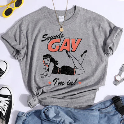 T-shirt Gris Sounds Gay Pin-Up