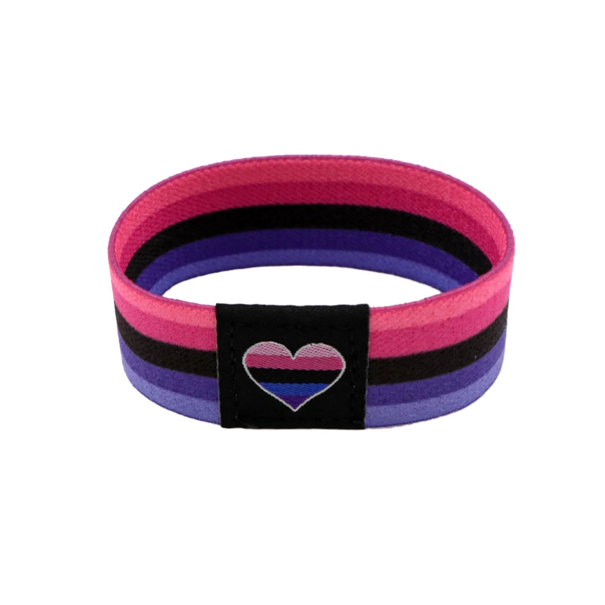 Bracelet genderfluid élastique rose, blanc, violet, noir et bleu