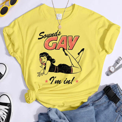 T-shirt Jaune Sounds Gay Pin-Up