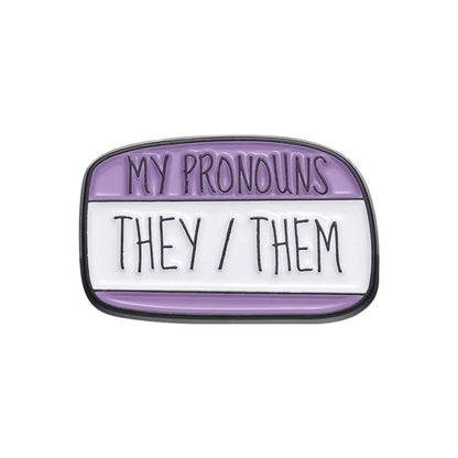 Pins pronoms They/Them, badge émaillé à bandeau lavande « My Pronouns »