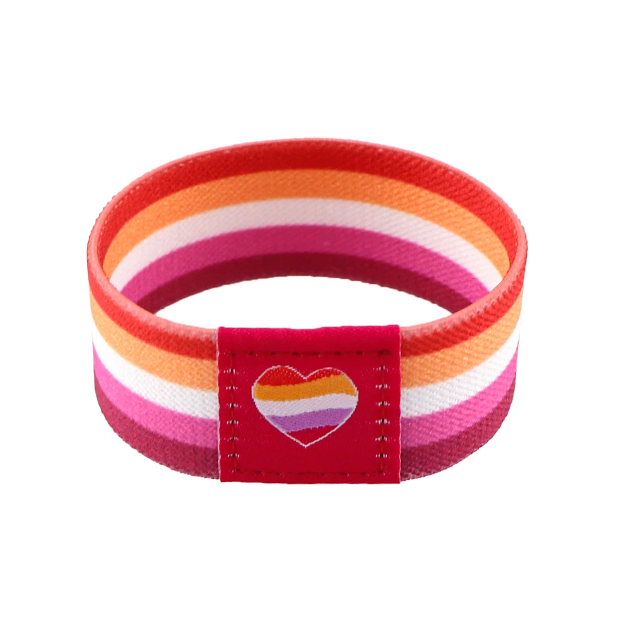 Bracelet lesbien élastique aux cinq bandes orange, blanche et roses