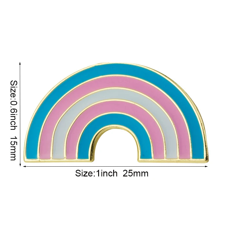 Pins émaillé en arc aux couleurs du drapeau transgenre : bleu ciel, rose, blanc, rose, bleu ciel