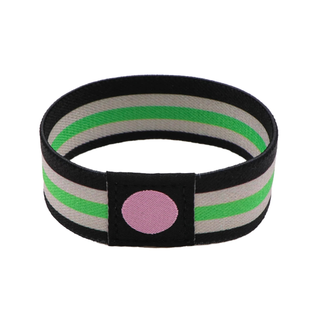Bracelet aromantique élastique vert, blanc, gris et noir