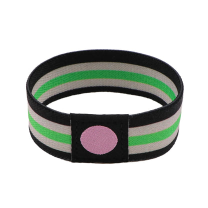 Bracelet aromantique élastique vert, blanc, gris et noir