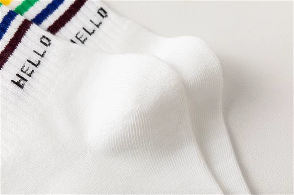 Chaussettes Hello LGBT à plat, semelle et tige
