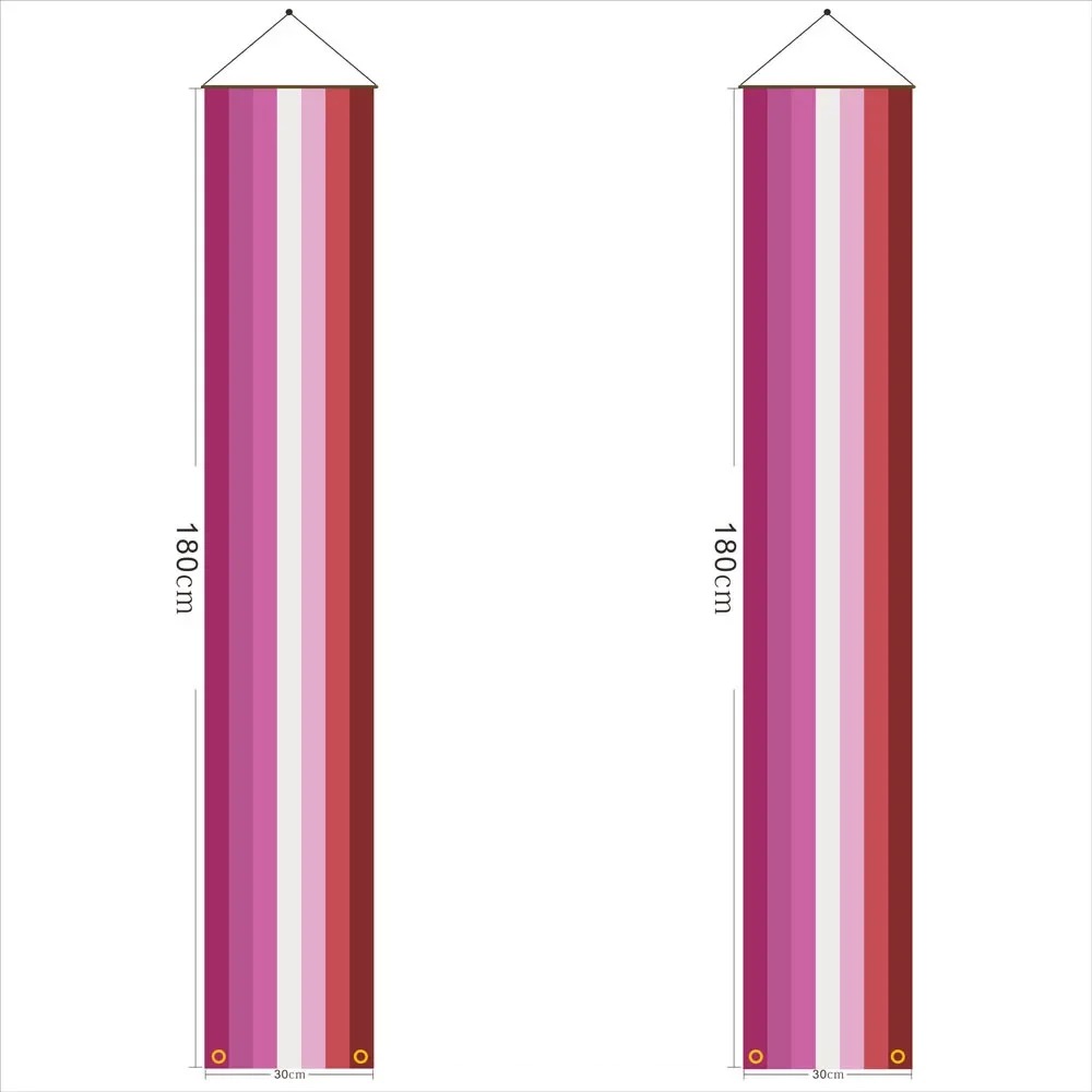 Paire de bannieres de porte au drapeau lesbien, 180 x 30 cm