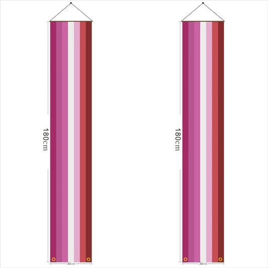 Paire de bannieres de porte au drapeau lesbien, 180 x 30 cm