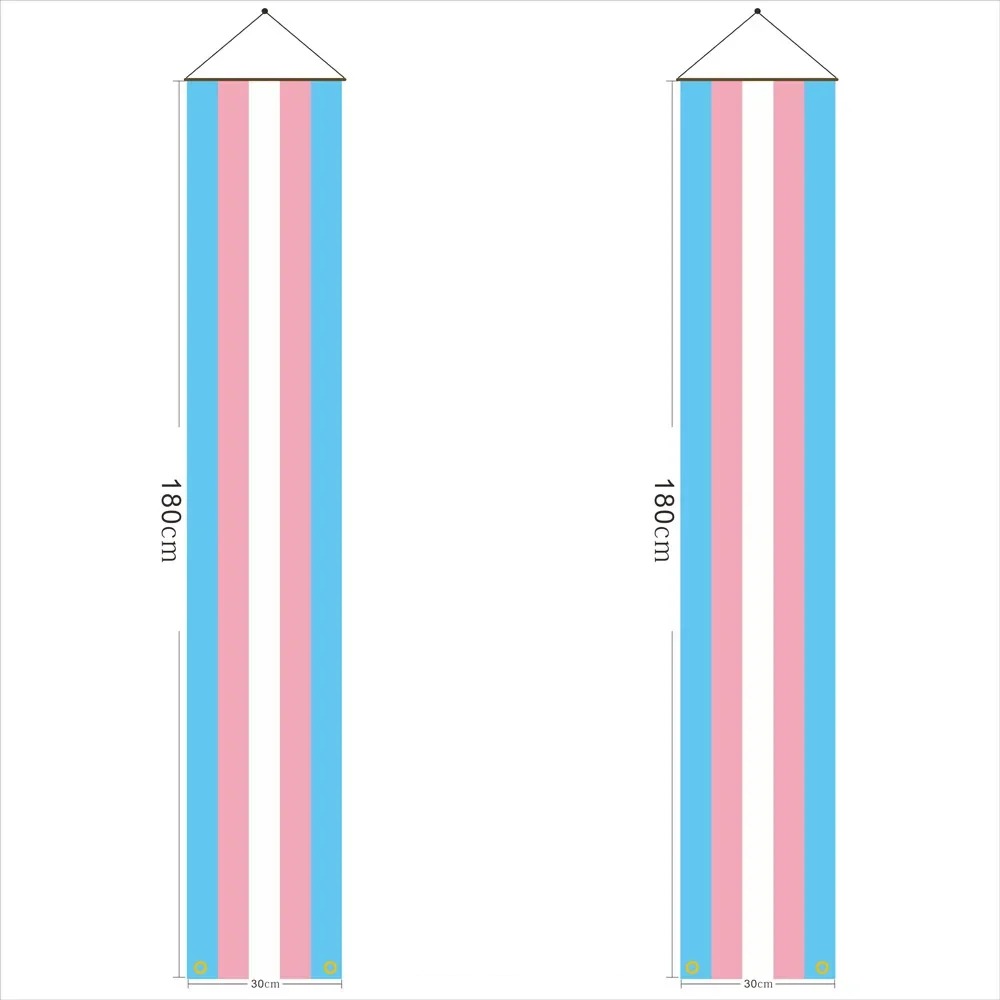 Paire de bannieres de porte au drapeau transgenre, 180 x 30 cm