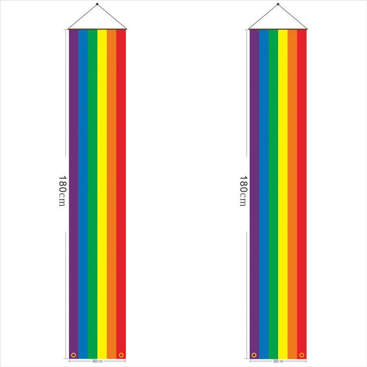 Paire de bannieres de porte arc-en-ciel, 180 x 30 cm