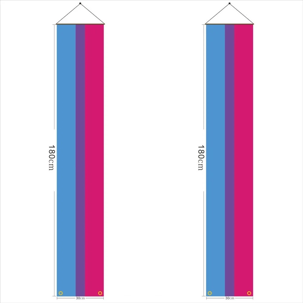 Paire de bannieres de porte au drapeau bisexuel, 180 x 30 cm